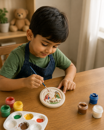 Nativity Landscape Round Plaque DIY Paint Craft | Art & Arrow
