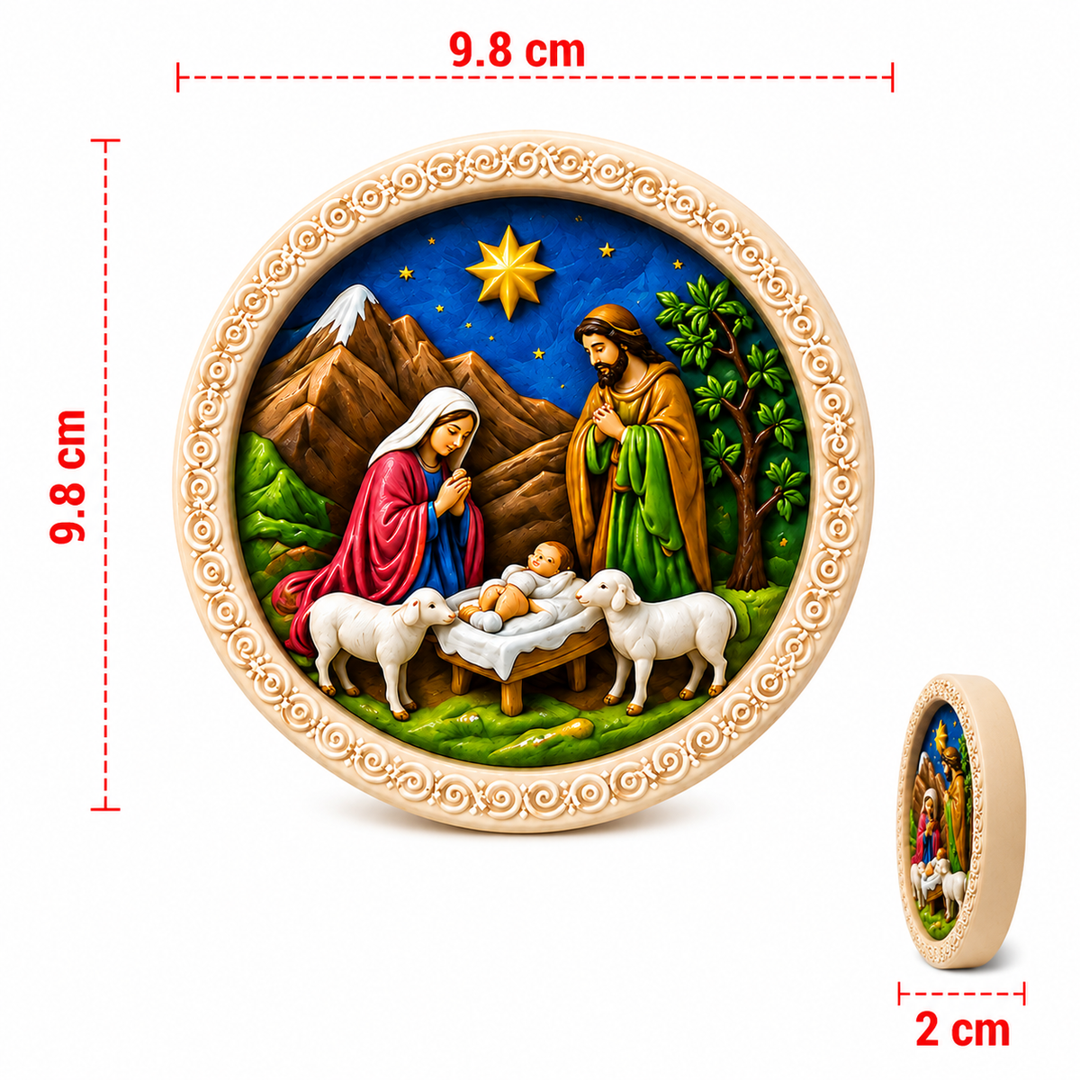 Nativity Landscape Round Plaque DIY Paint Craft | Art & Arrow
