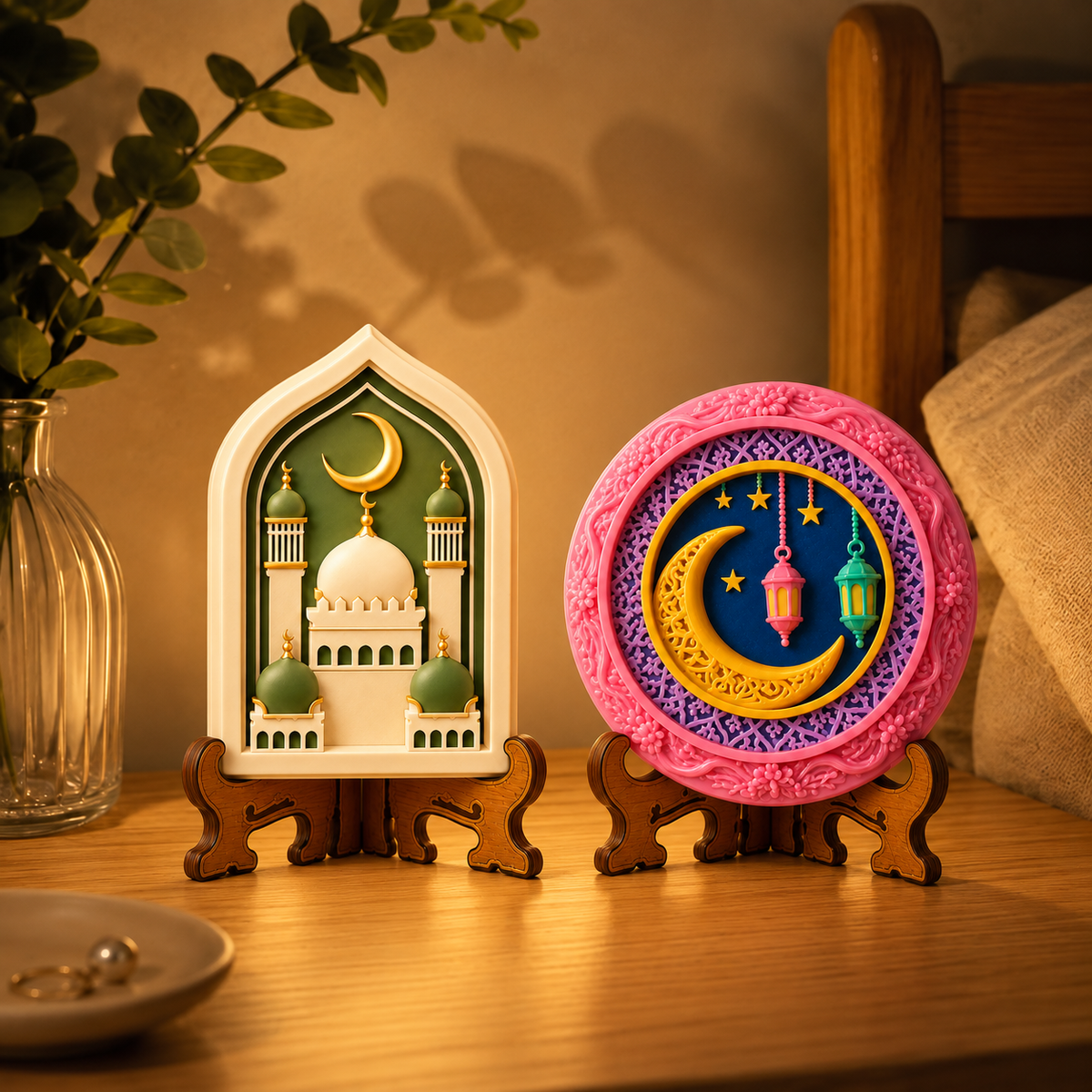 DIY POP craft with mosque, crescent moon and lantern designs