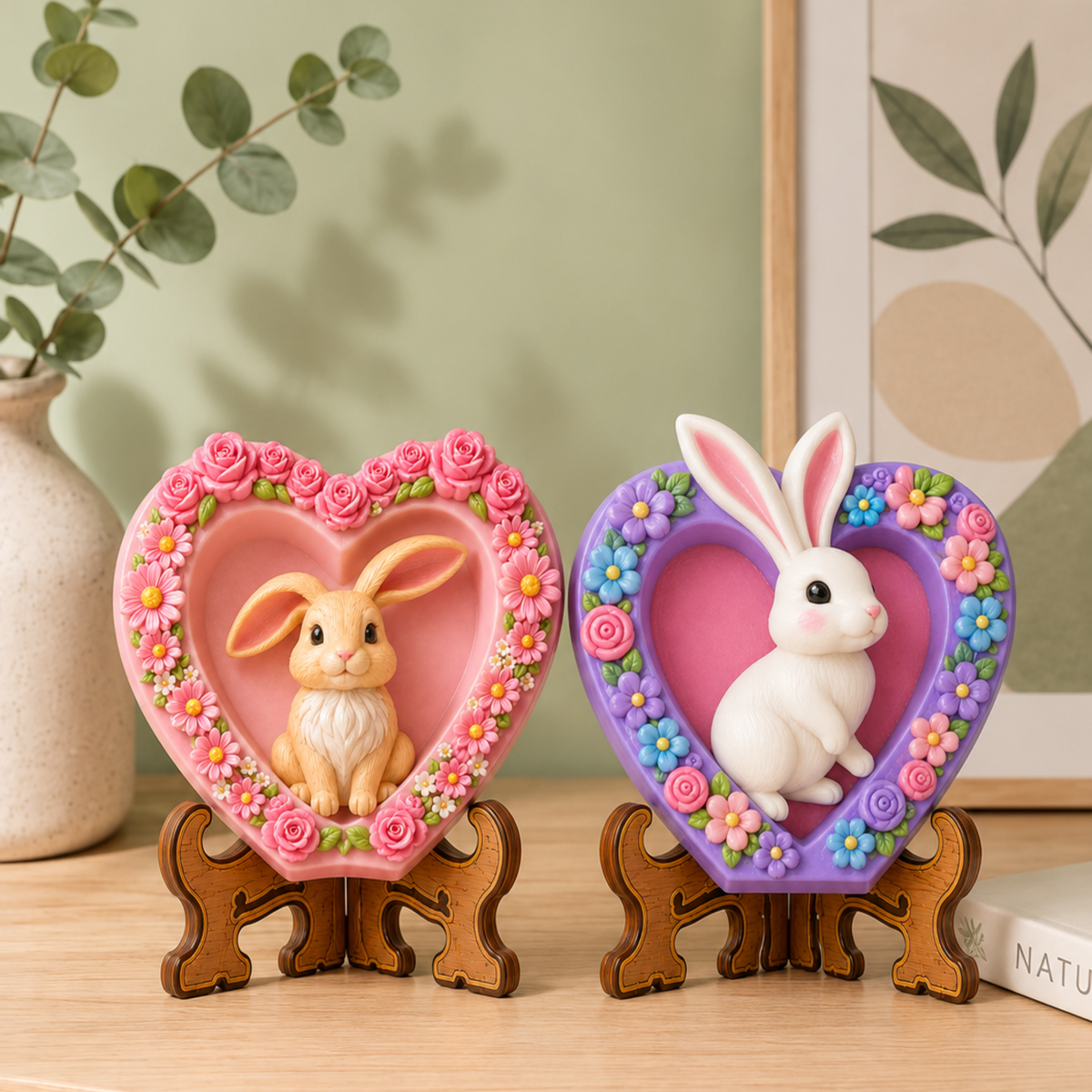 DIY POP toys with two floral bunny heart craft designs