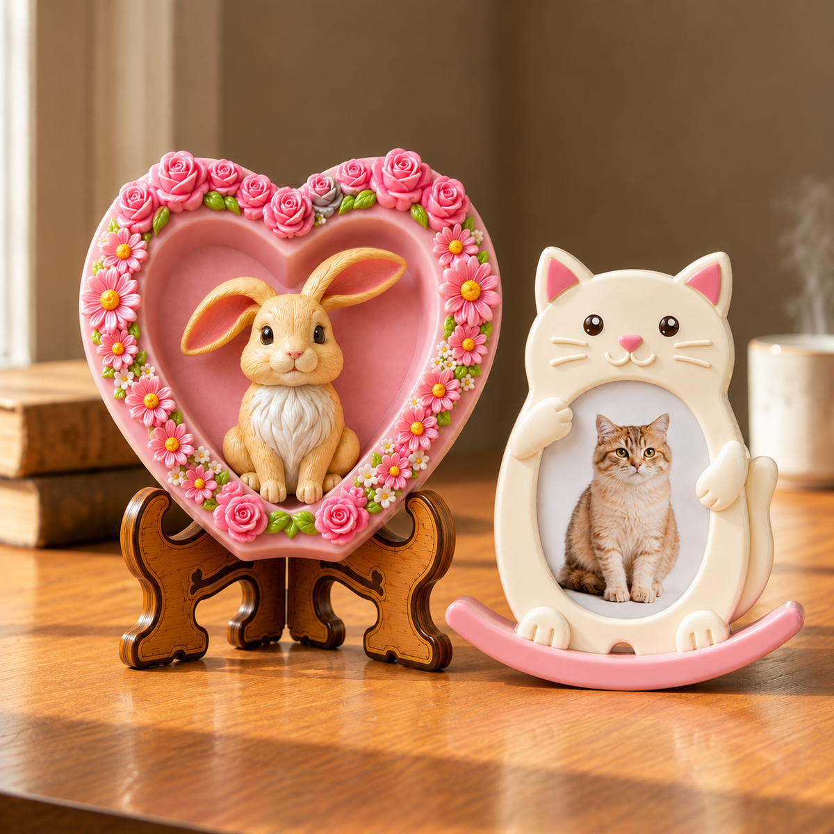 DIY POP toys with floral bunny heart and cat-shaped photo frame
