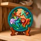 Round Jungle Animal DIY POP Craft Kit with colourful raised lion, giraffe, elephant, zebra, monkey and bird design
