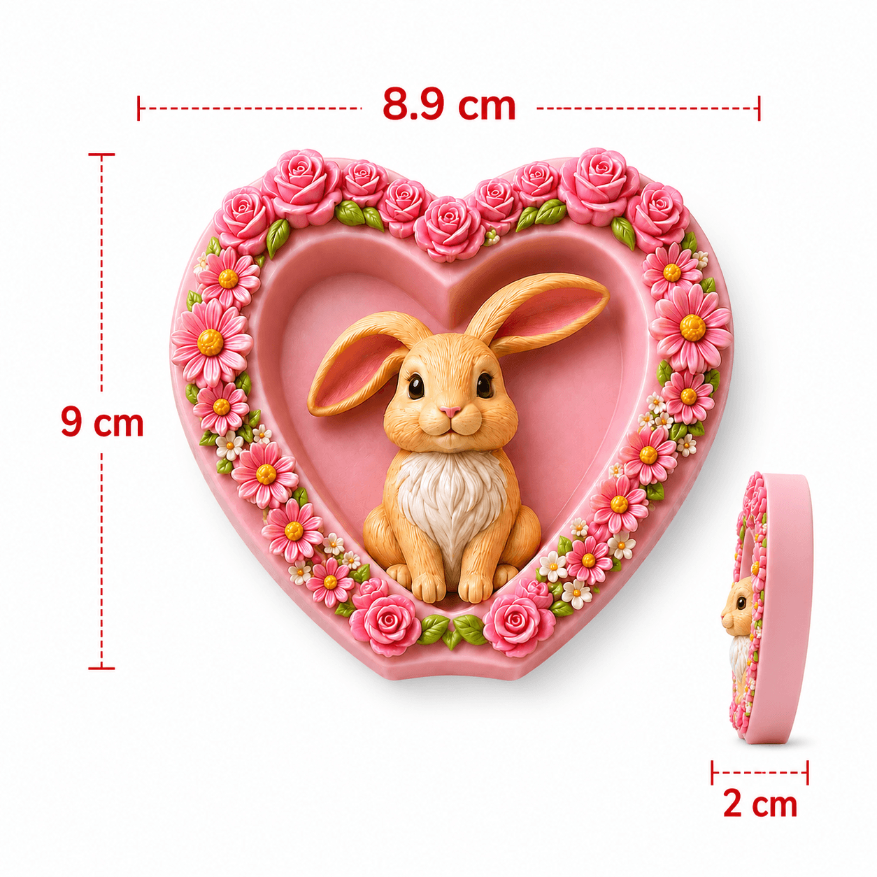Pink Bunny Heart Floral Plaque DIY Paint Craft | Art & Arrow