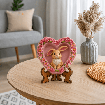 Pink Bunny Heart Floral Plaque DIY Paint Craft | Art & Arrow