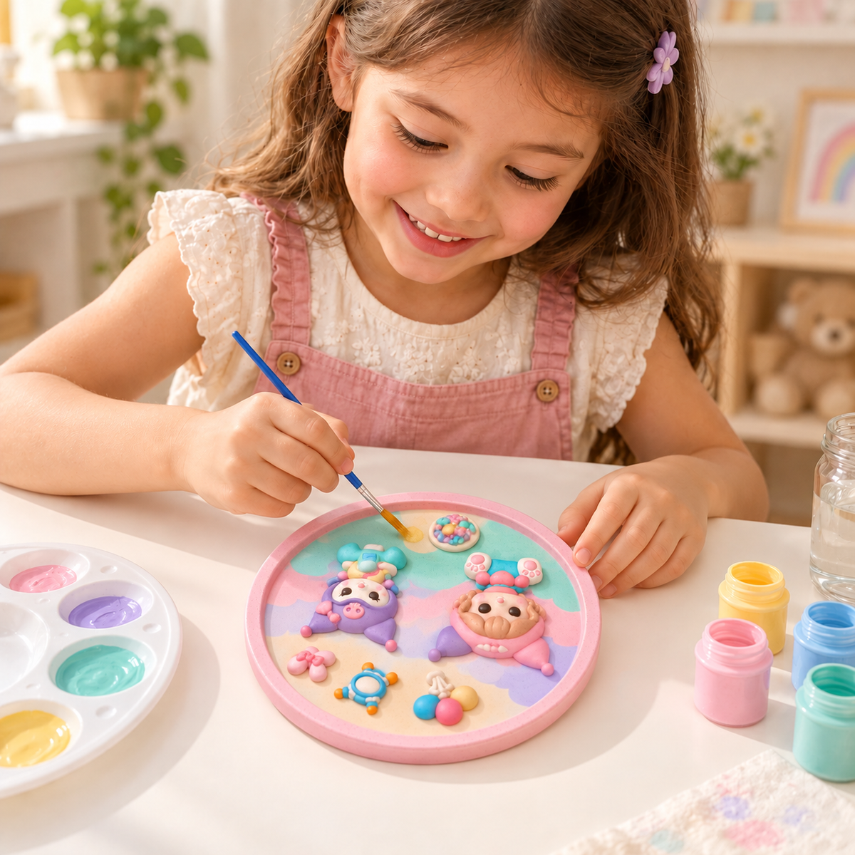 Annabelle Doll and Character DIY POP craft kit being painted with colourful paints during a creative activity