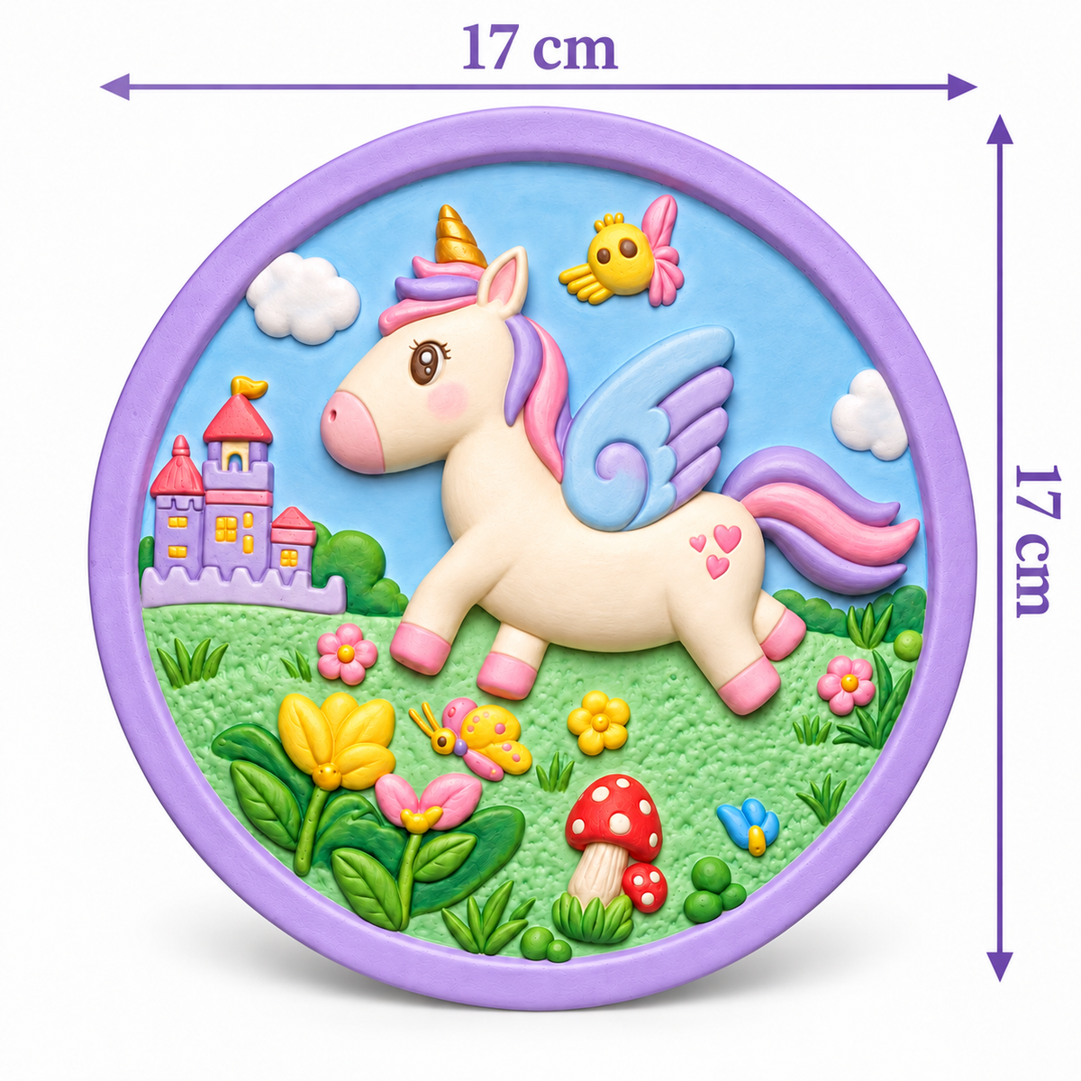 Round unicorn painting craft with size 