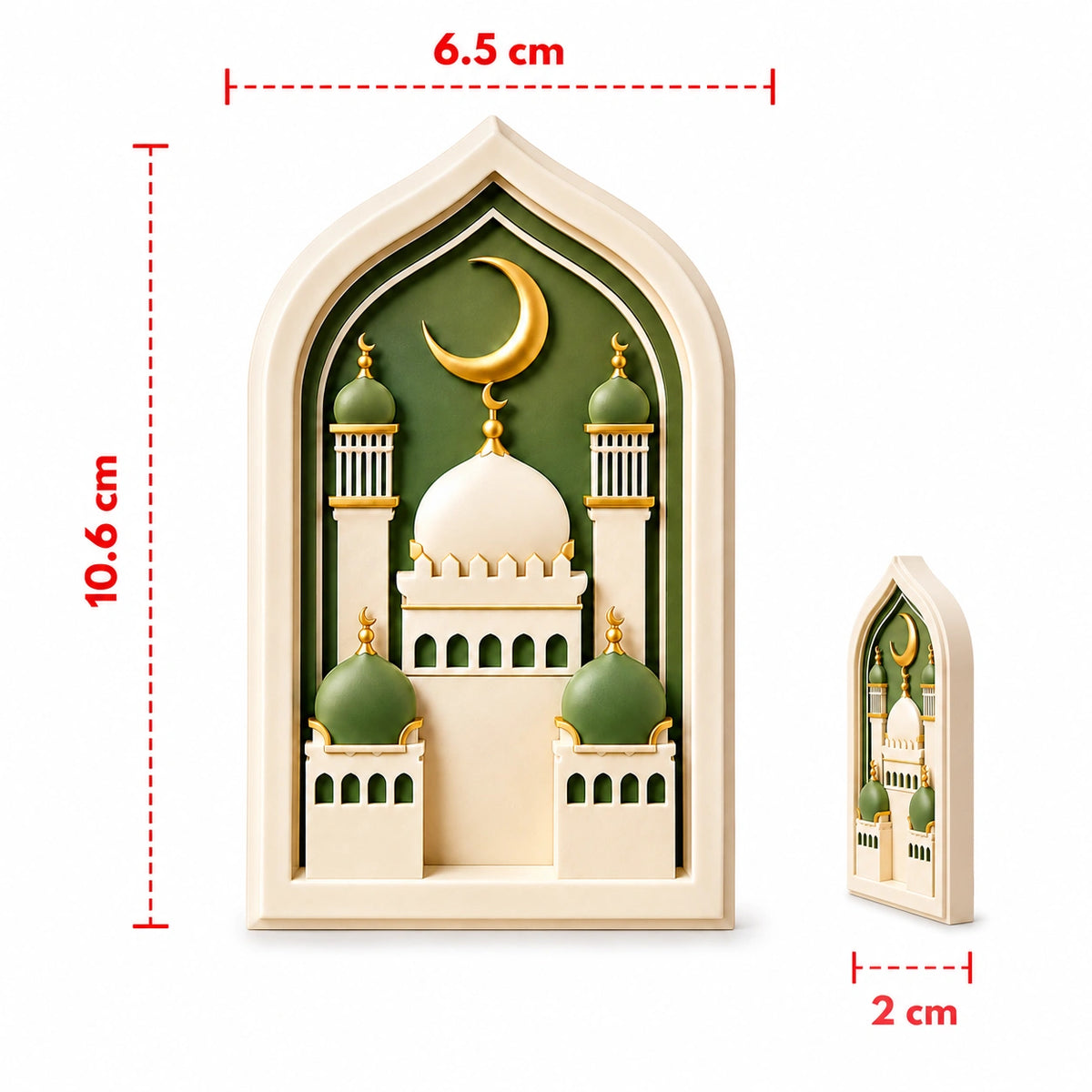 Painted mosque-themed DIY craft with size 