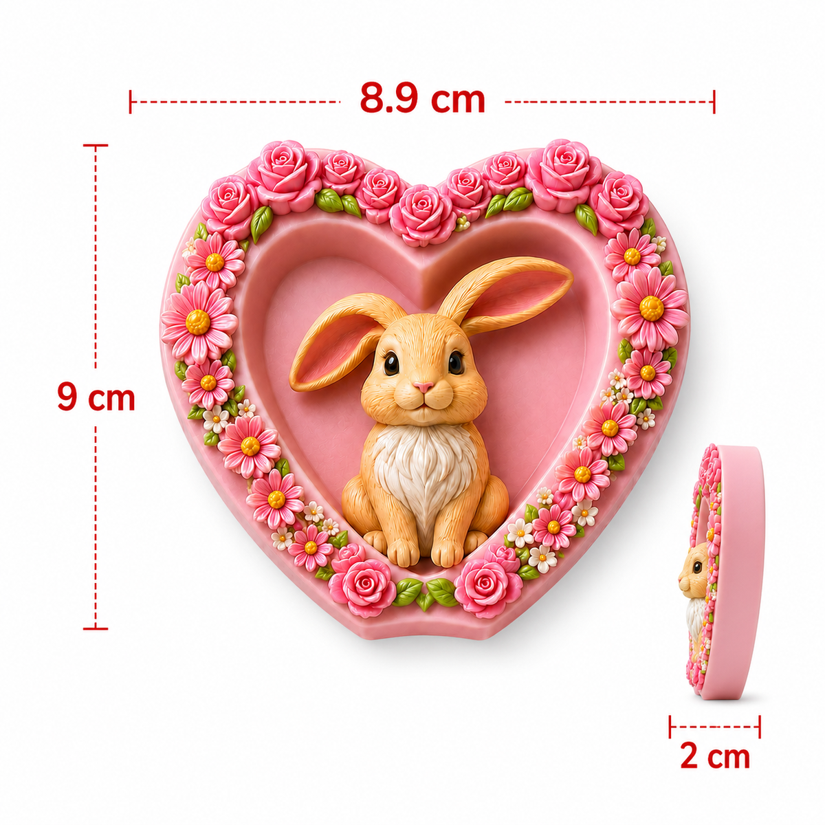 Heart-shaped bunny craft with size 