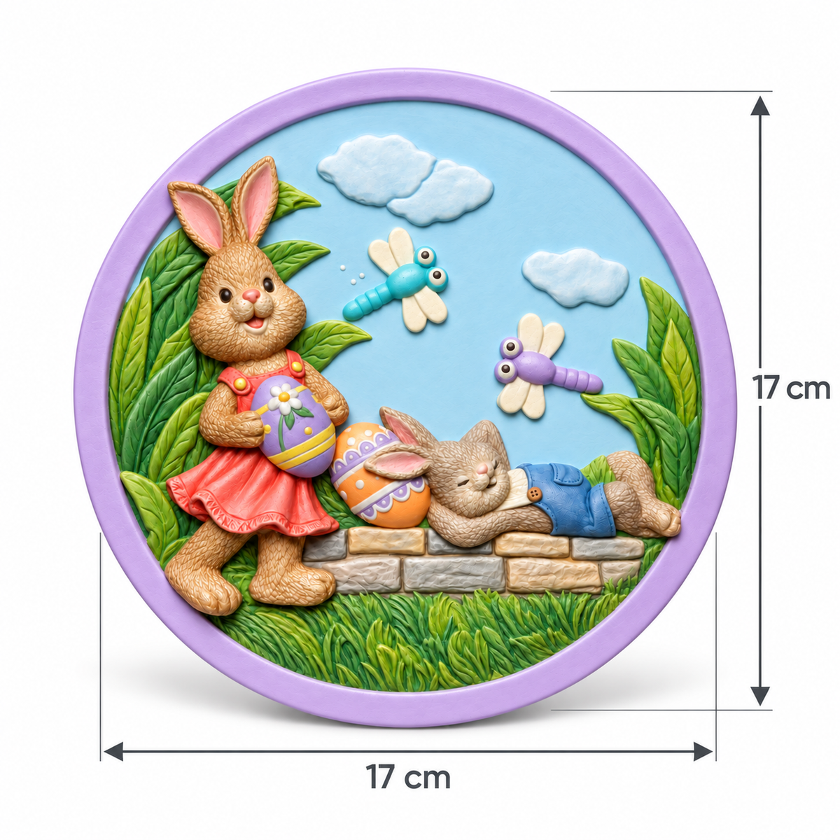 Round Easter bunny painting craft plaque with size