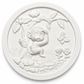 White unpainted round monkey tree DIY craft plaque with raised monkey, butterfly, flowers and tree details