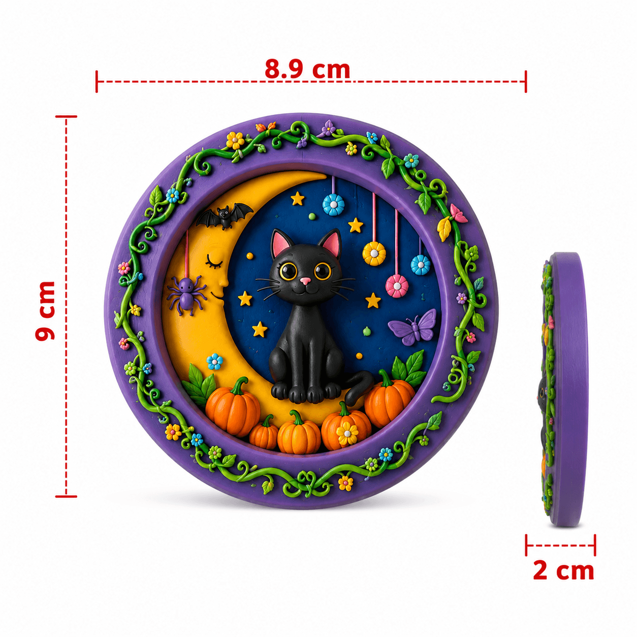 Halloween Cat Moon & Pumpkin Decorative Plaque DIY Paint Craft | Art & Arrow
