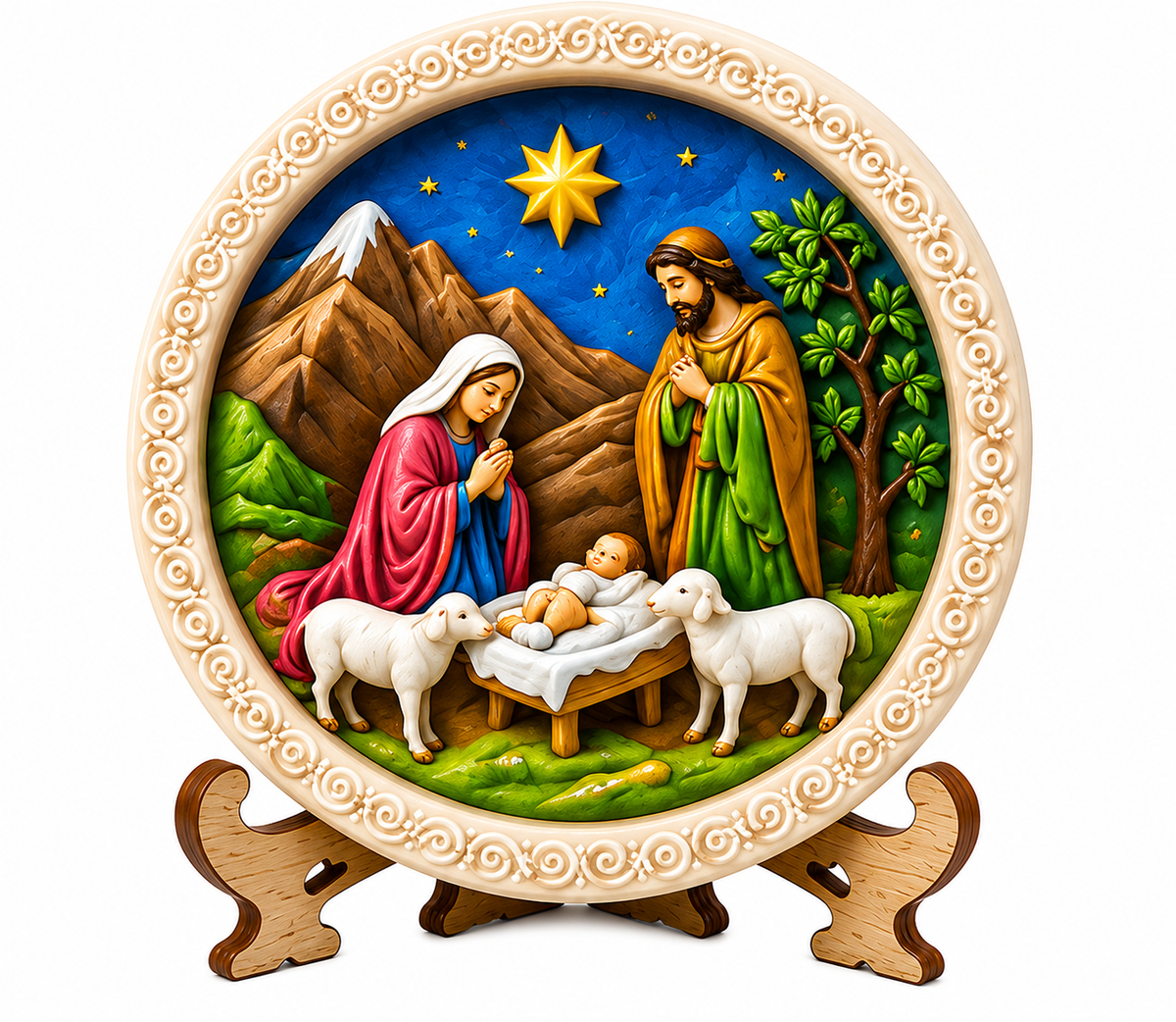 Nativity Landscape Round Plaque DIY Paint Craft | Art & Arrow