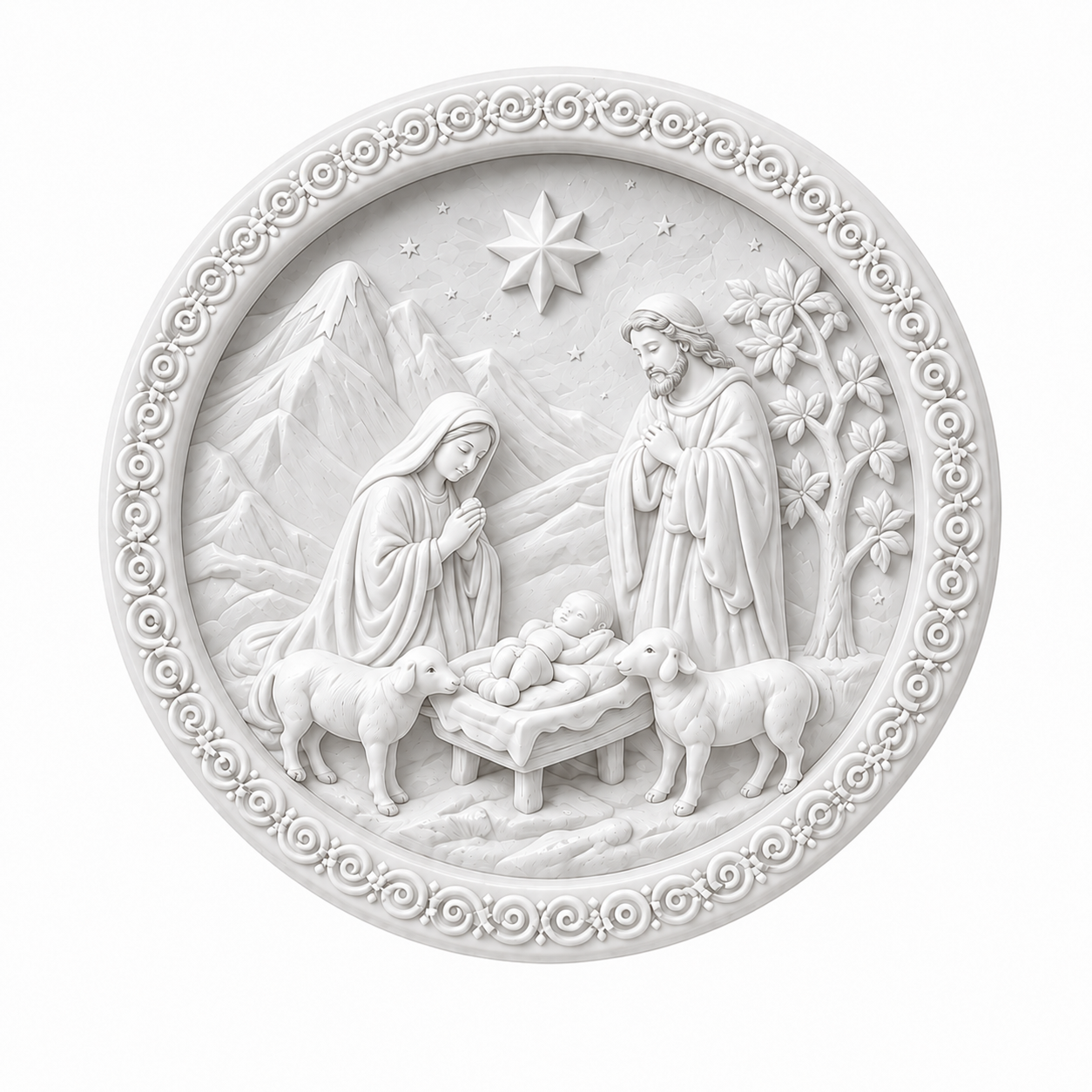 Nativity Landscape Round Plaque DIY Paint Craft | Art & Arrow