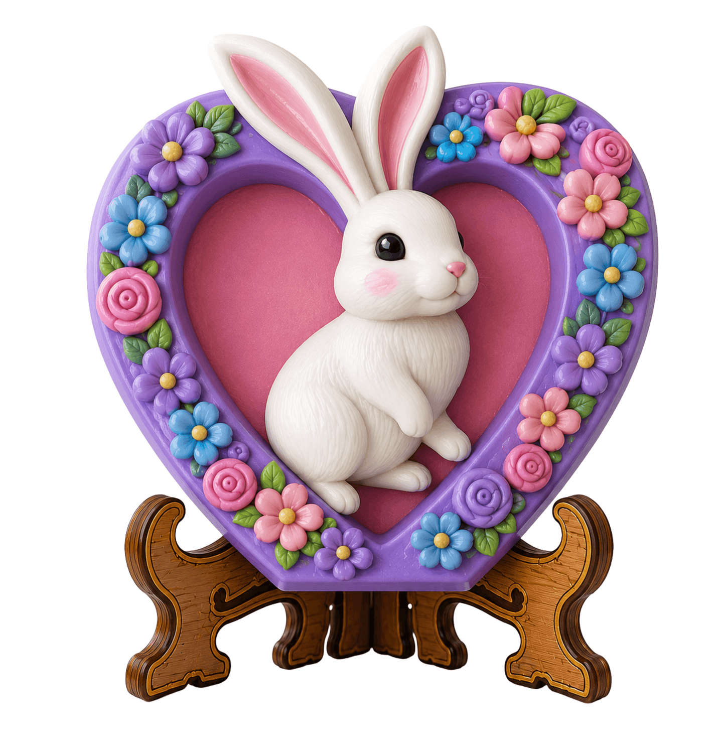 Purple Bunny Heart Floral Plaque DIY Paint Craft | Art & Arrow