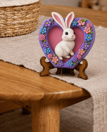 Purple Bunny Heart Floral Plaque DIY Paint Craft | Art & Arrow