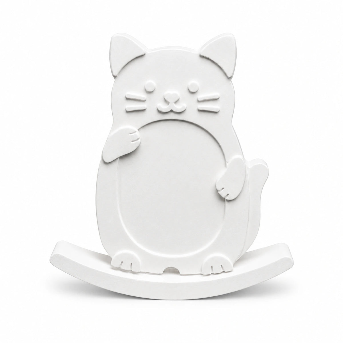 Unpainted white cat rocking photo frame