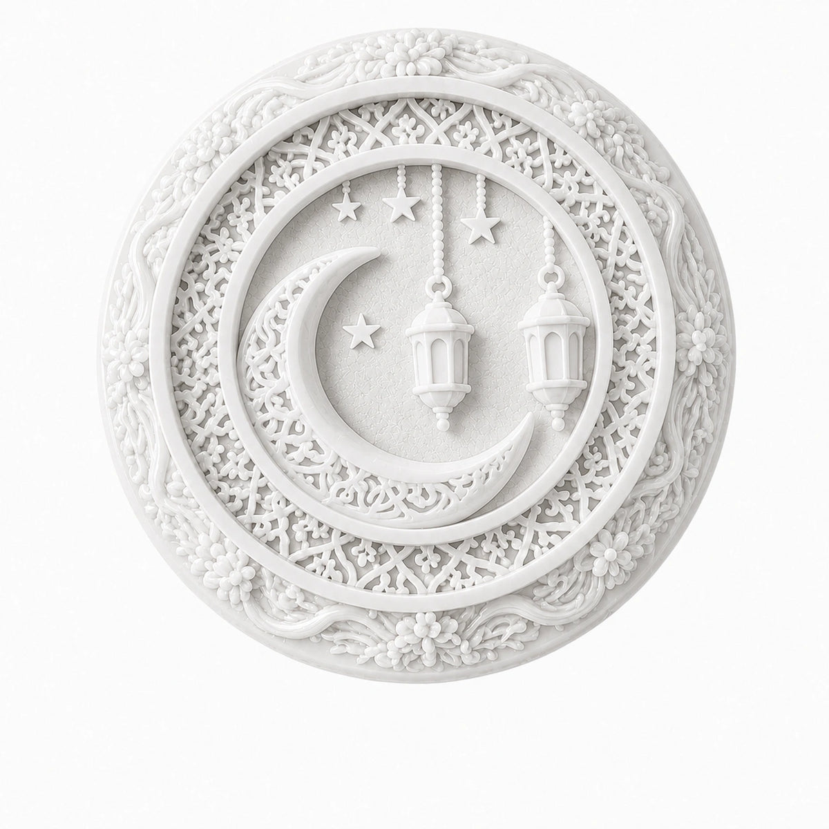 Unpainted round crescent moon, stars and lantern craft design.