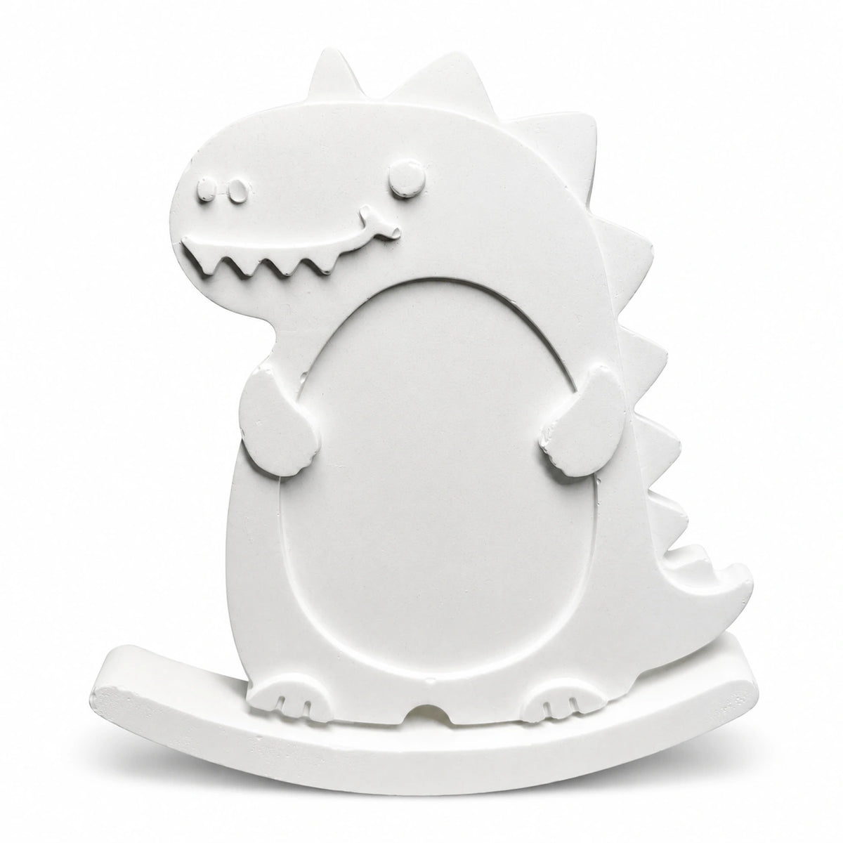 Unpainted white dinosaur rocking photo frame