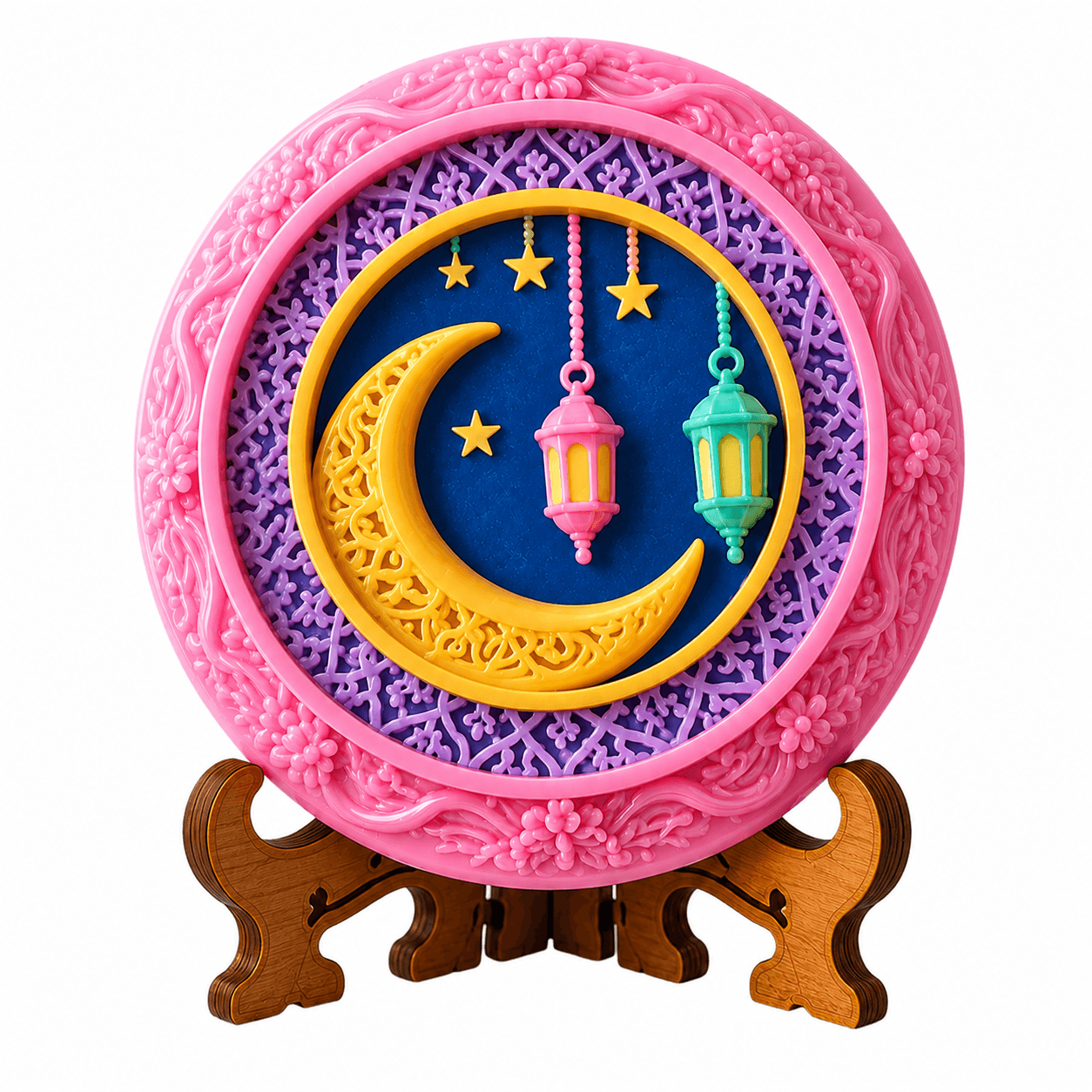 Ramadan Crescent & Lantern Round Plaque DIY Paint Craft | Art & Arrow