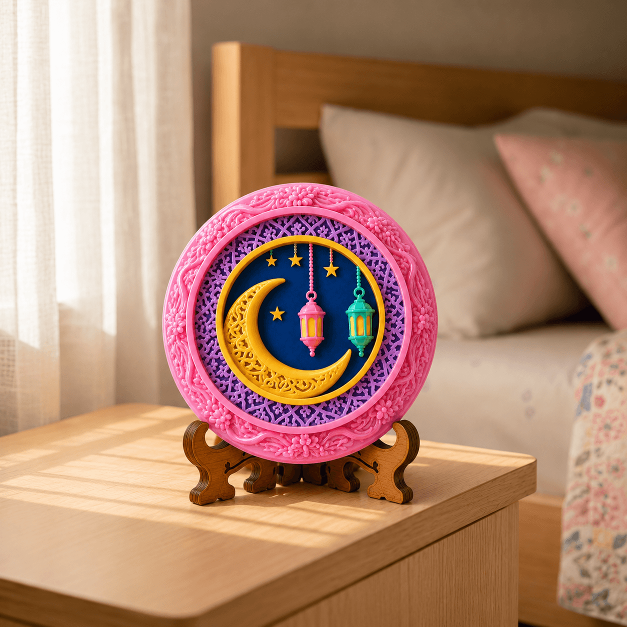 Ramadan Crescent & Lantern Round Plaque DIY Paint Craft | Art & Arrow