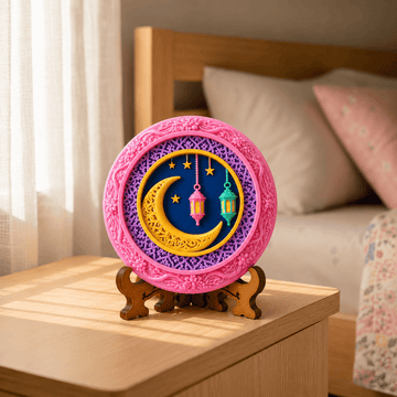 Ramadan Crescent & Lantern Round Plaque DIY Paint Craft | Art & Arrow