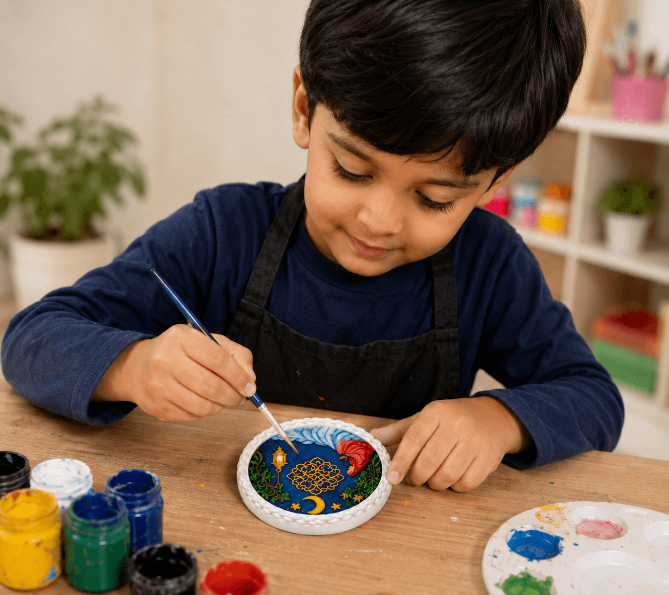Ramadan Moon, Lantern & Prayer Scene Plaque DIY Paint Craft | Art & Arrow