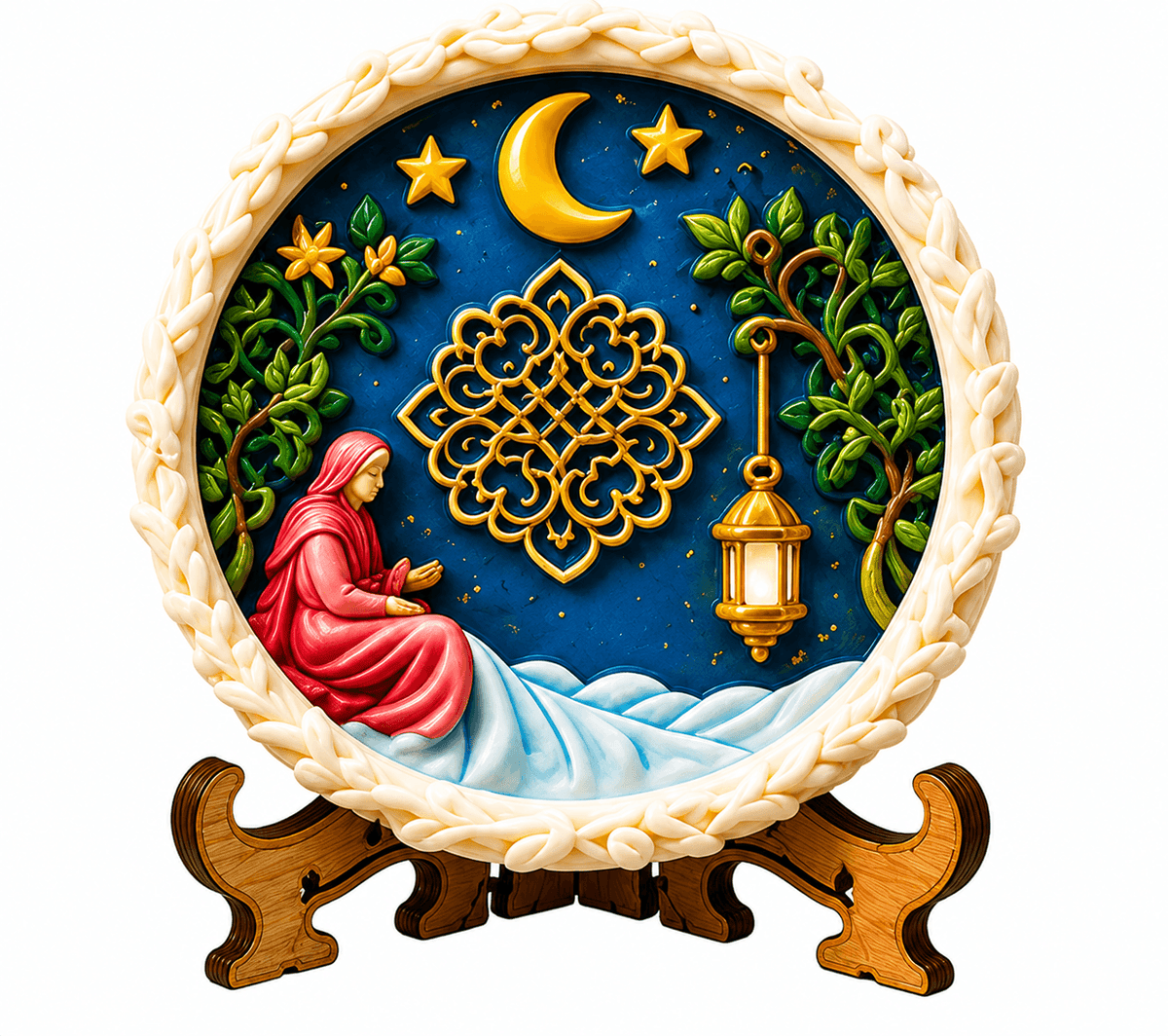 Ramadan Moon, Lantern & Prayer Scene Plaque DIY Paint Craft | Art & Arrow