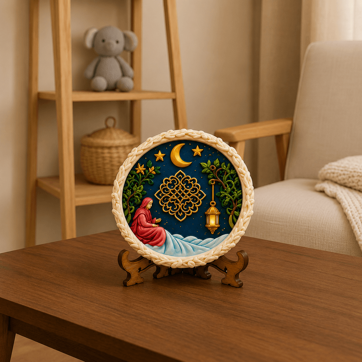 Ramadan Moon, Lantern & Prayer Scene Plaque DIY Paint Craft | Art & Arrow